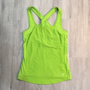 Xersion Lime Green Cross Back Workout Activewear Tank with Pocket Small